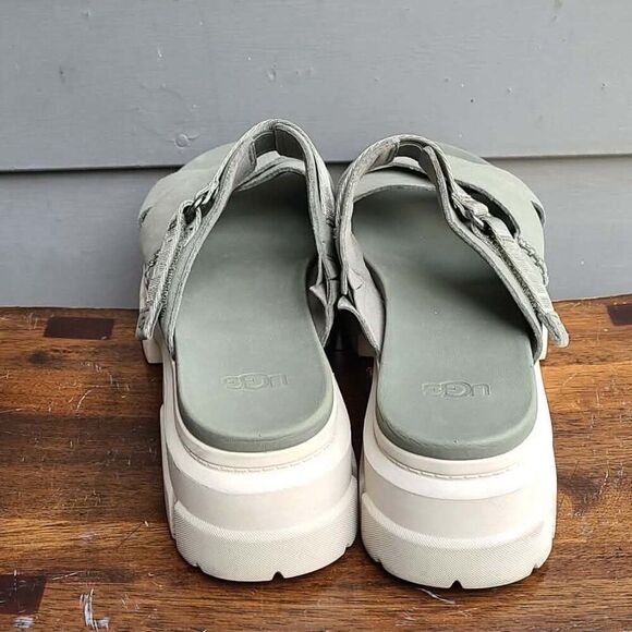 UGG Ashton Slide Gray Green Leather Logo Platform Sandals size 10 main image 4